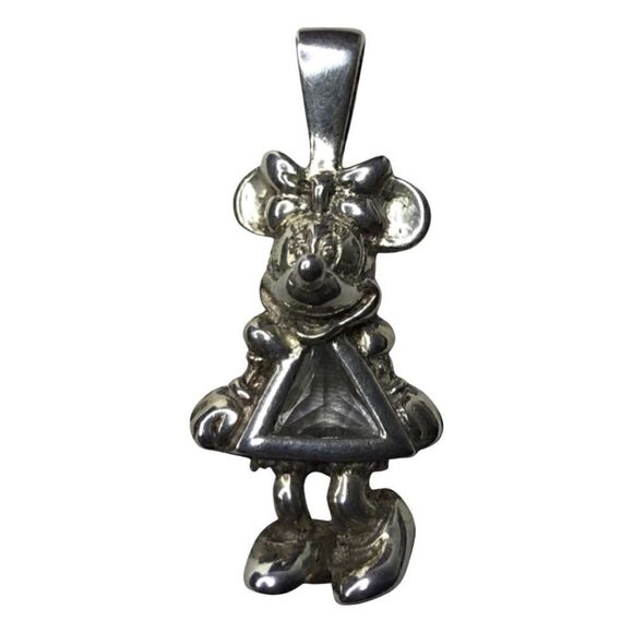 Vintage Disney Minnie Mouse 925 Silver Pendant w Birthstone - Picture 2 of 6